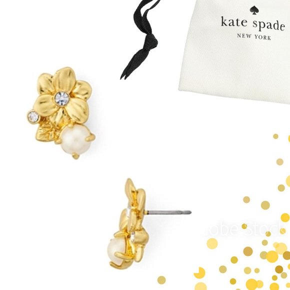 kate spade Wild Garden Pearl Flower Stud Earrings NWOT - Picture 1 of 6